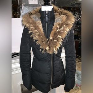 Mackage fur hooded puffer parka jacket women ladies black